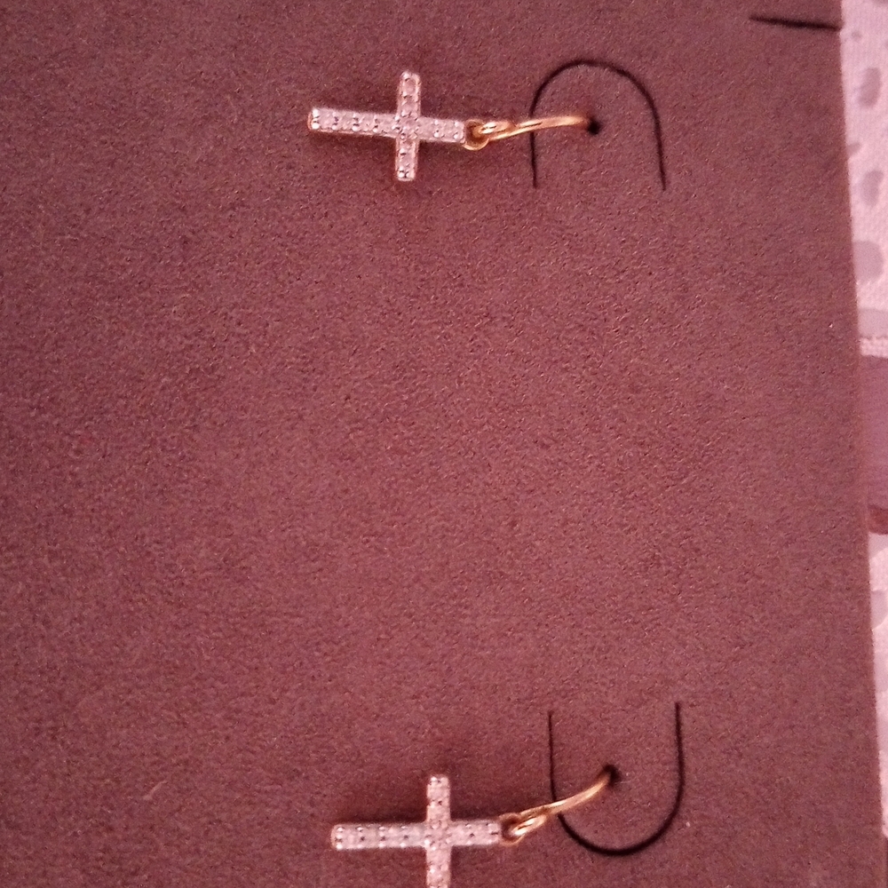 Kendra Scott Gold Cross Earrings - Picture 3 of 3